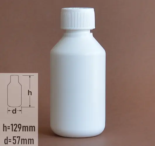 Sticla plastic 200ml polietilena culoare alb cu capac alb child resistance